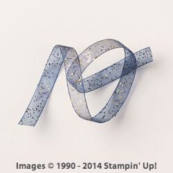 Linten Glittered Night of Navy & Gold  (1.3 cm) (aangebroken)